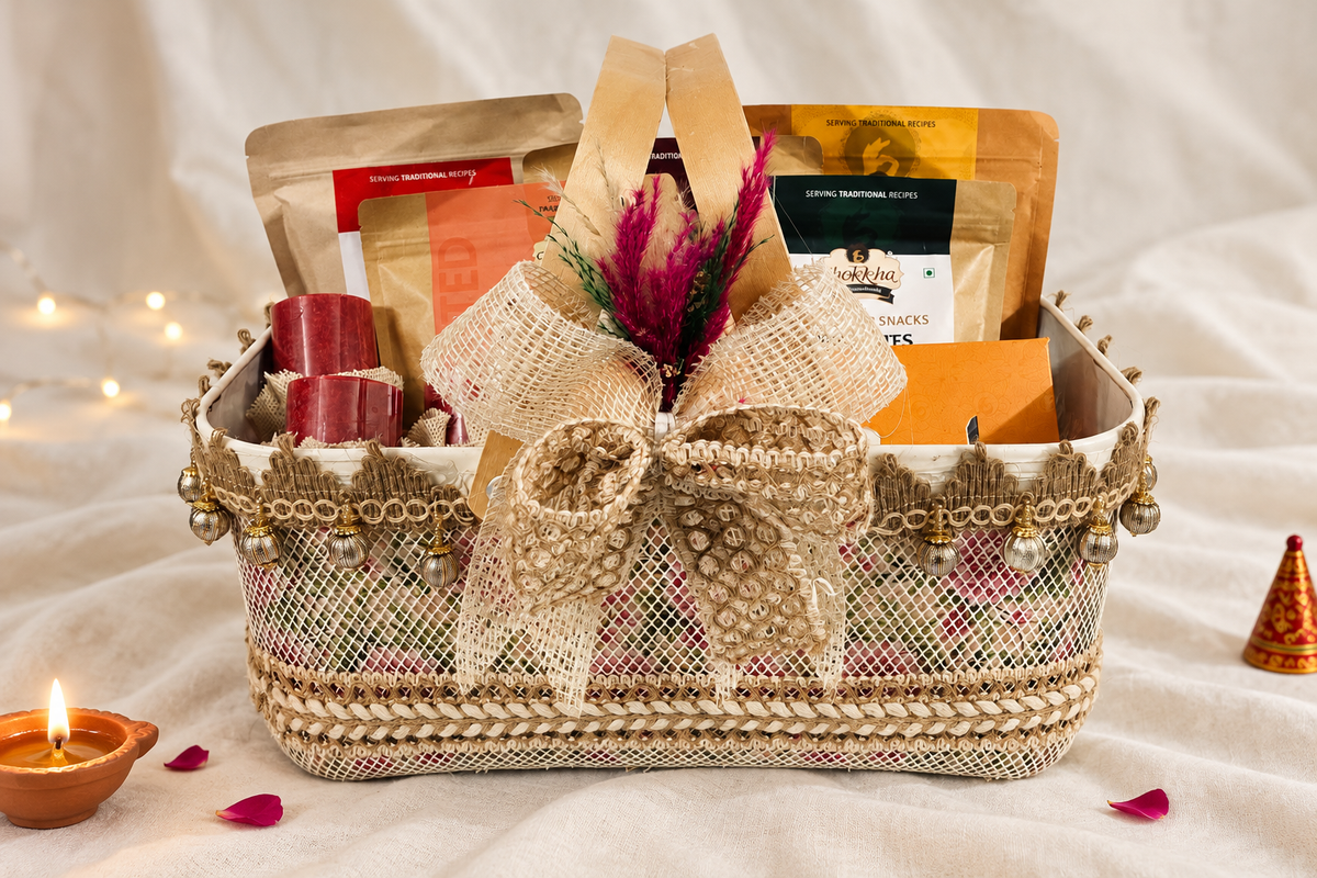 Chokkha Big Metal Basket Diwali gift hamper