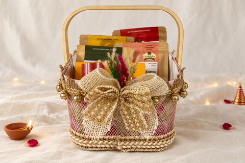 Chokkha Small Metal Basket Diwali gift hamper